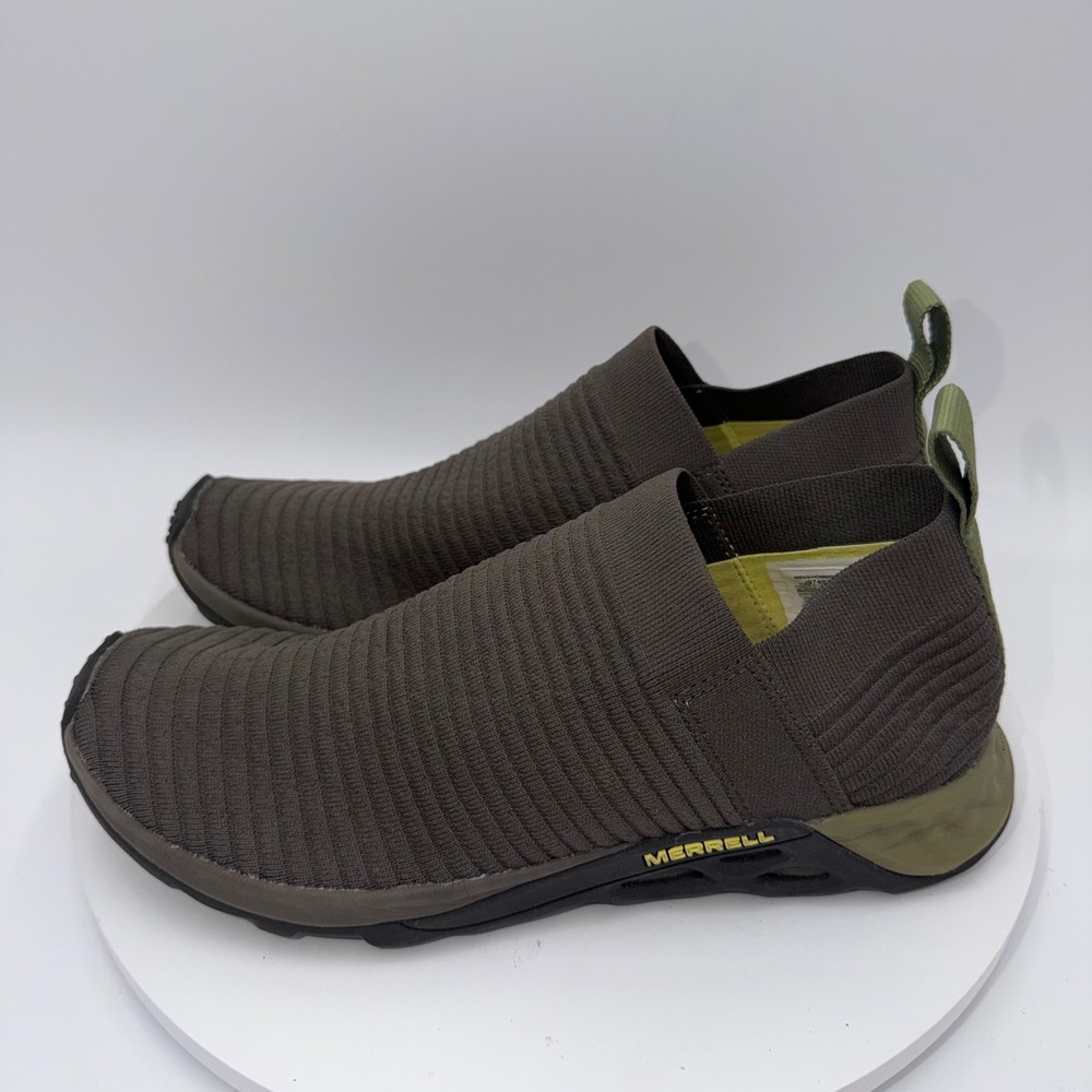 Merrell Range Laceless AC+ Mens 9.5 Slip On Knit Sneakers Olive Green